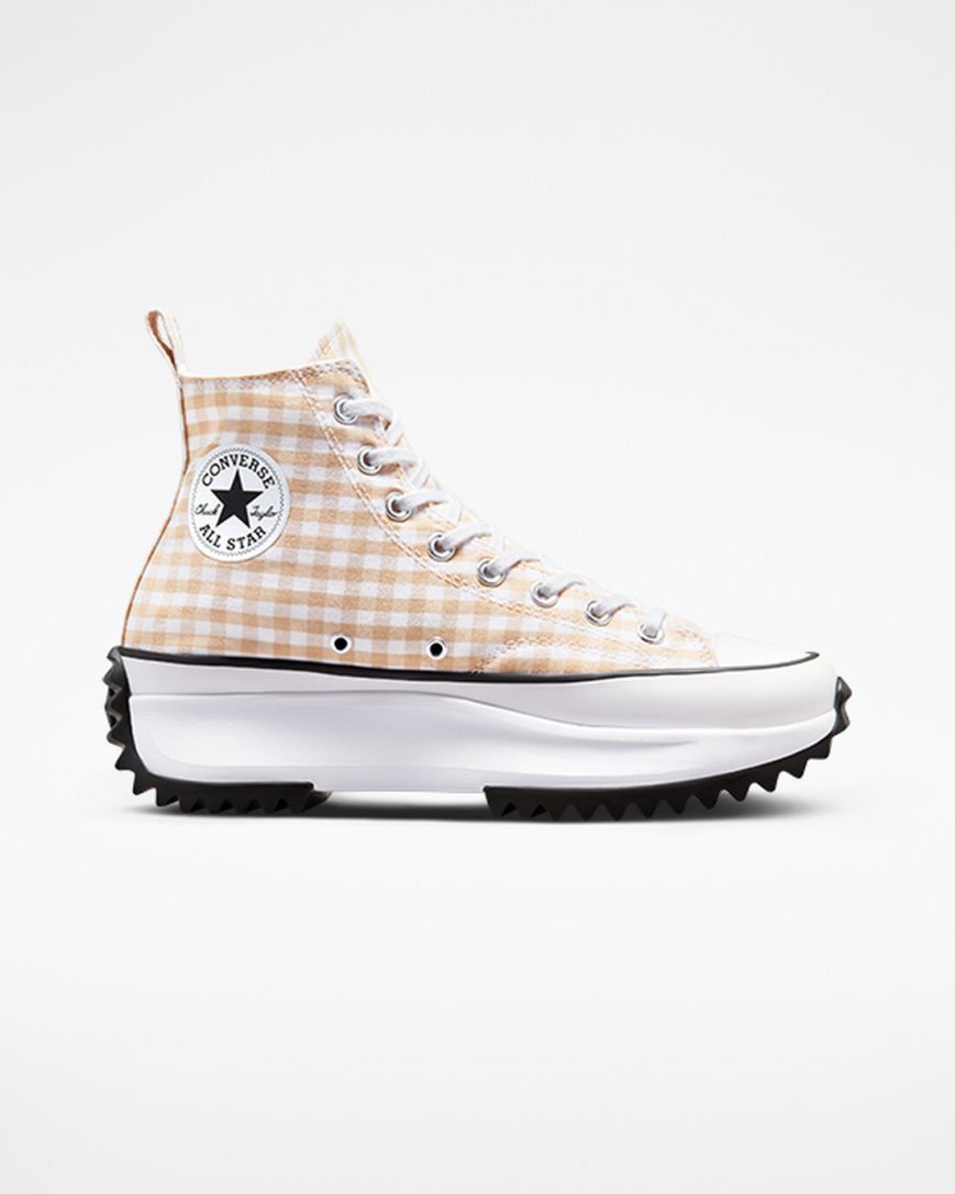 Zapatos Plataforma Converse Run Star Hike Gingham Altas Hombre Beige Blancas Negras | PE P574LE